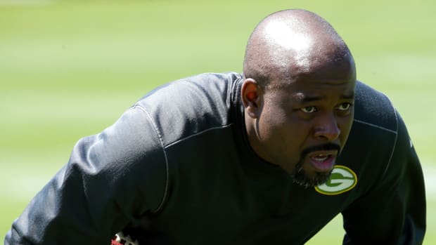 Green Bay Packers cornerbacks coach Joe Whitt Jr. looks on during organized team activities. 